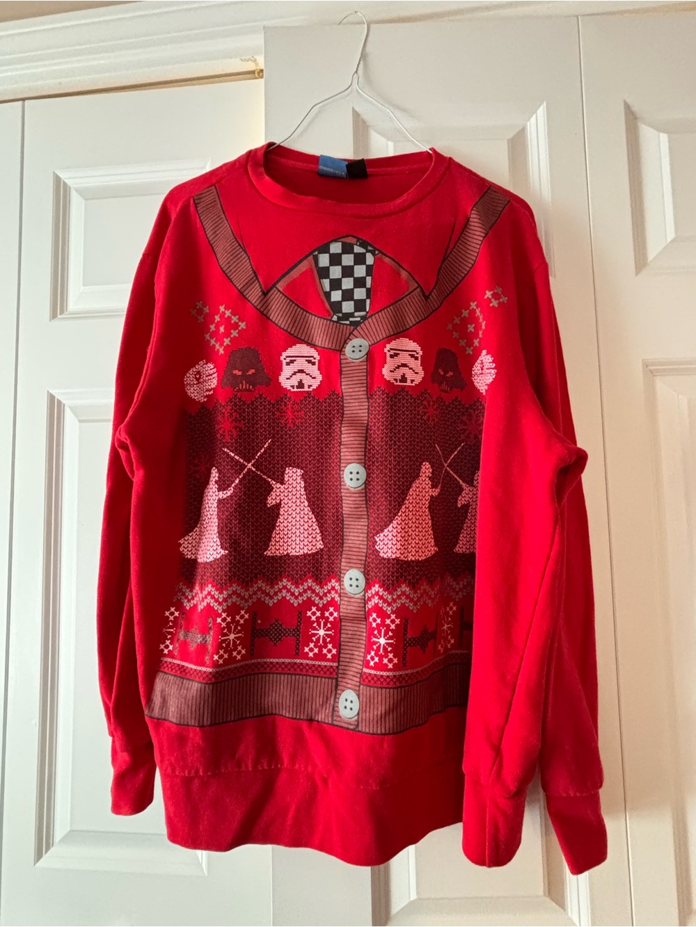 Star Wars Red Holiday Crewneck Sweater with Graphic Print